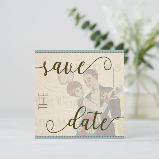 Kitschy Save the Date Kaart Sjabloon (Staand voorkant)