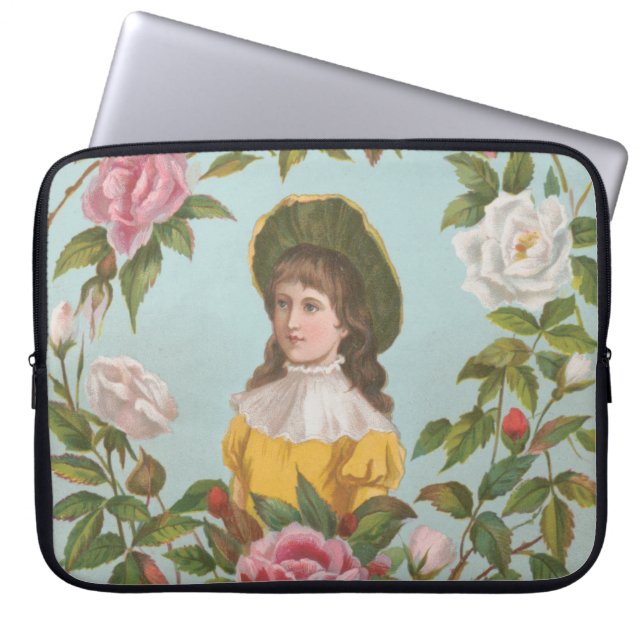 Kitschy Vintage German Valentine's Card, 1884 Laptop Sleeve (Voorkant)