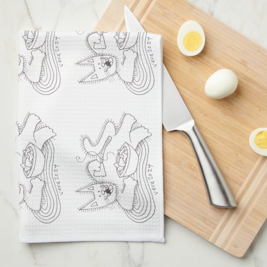 Kitsu Kitsa Cat Ukrainian Perogies Theedoek (Quarter Fold)