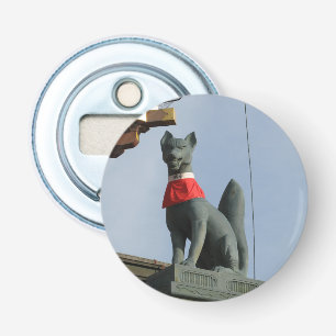 Kitsune キツネ (Vos) met Juweel in de Mond Button Flesopener