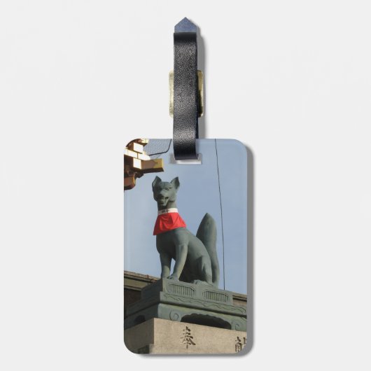 Kitsune キ ツ ネ (Fox) met juweel in de mond Bagagelabel (Achterkant verticaal)