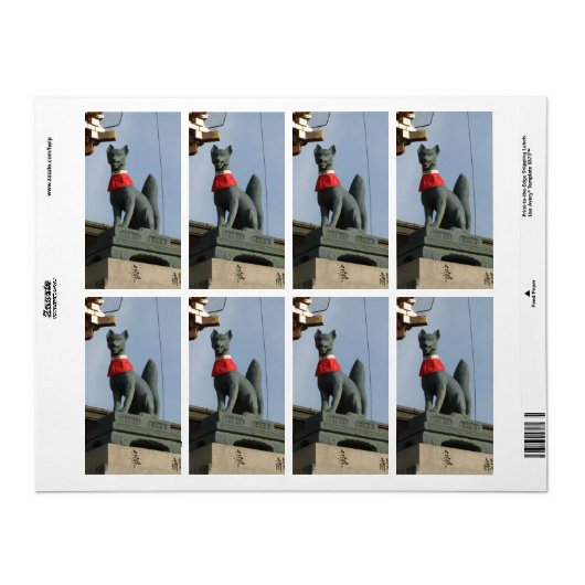 Kitsune キ ツ ネ (Fox) met juweel in de mond Etiket (Full Sheet)