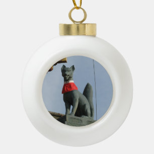 Kitsune キ ツ ネ (Fox) met juweel in de mond Keramische Bal Ornament