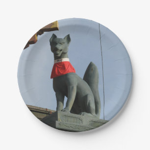 Kitsune キ ツ ネ (Fox) met juweel in de mond Papieren Bordje