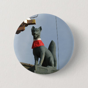 Kitsune キ ツ ネ (Fox) met juweel in de mond Ronde Button 5,7 Cm