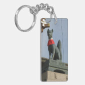 Kitsune キ ツ ネ (Fox) met juweel in de mond Sleutelhanger (Voorkant Links)