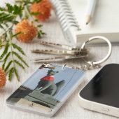 Kitsune キ ツ ネ (Fox) met juweel in de mond Sleutelhanger (Voorkant Rechts)