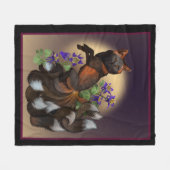 Kitsune and Columbine Flowers Fleece Blanket Deken (Voorkant (Horizontaal))