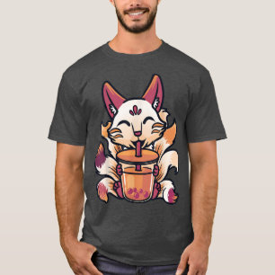 Kitsune Anime Boba Japans bellentheekopje Fox Ka T-shirt