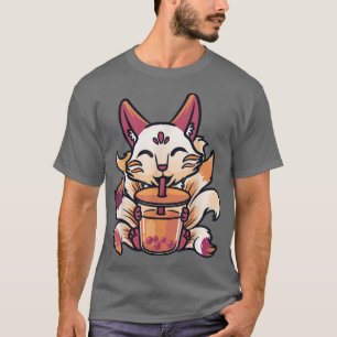 Kitsune Anime Boba Japans bellentheekopje Fox Ka T-shirt