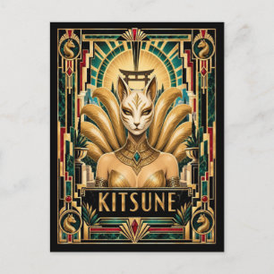 Kitsune, Art Deco Mythisch Briefkaart