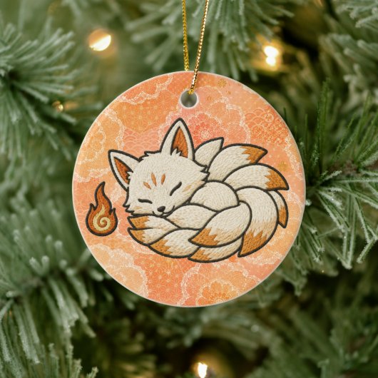 Kitsune Ceramic Ornament | Japanese Nine Tailed Fo (Boom)