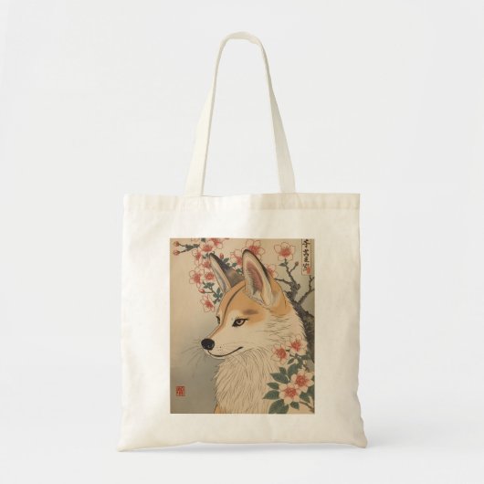 Kitsune & cherry blossom tote bag (Voorkant)