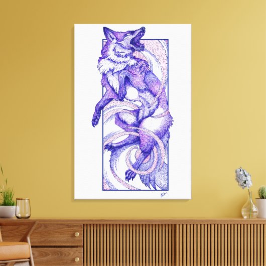 Kitsune Dotwork Canvas Afdruk (Insitu (Woonkamer))