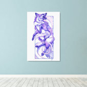 Kitsune Dotwork Canvas Afdruk (Insitu (Houten vloer))