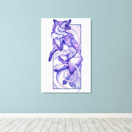 Kitsune Dotwork Canvas Afdruk (Insitu (Houten vloer))