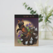 Kitsune en Columbine Flowers Briefkaart (Staand voorkant)