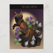 Kitsune en Columbine Flowers Briefkaart (Voorkant)