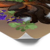 Kitsune en Columbine Flowers Poster (Hoek)