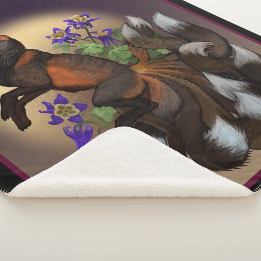 Kitsune en Columbine Flowers Sherpa Deken (3/4)