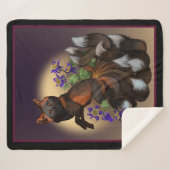 Kitsune en Columbine Flowers Sherpa Deken (Voorkant (horizontaal))