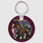 Kitsune en Columbine Flowers Sleutelhanger (Voorkant)