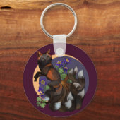 Kitsune en Columbine Flowers Sleutelhanger (Achterkant)