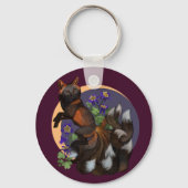 Kitsune en Columbine Flowers Sleutelhanger (Achterkant)