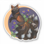 Kitsune en Columbine Flowers Sticker (Voorkant)