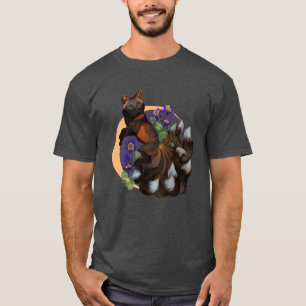 Kitsune en Columbine Flowers T-shirt