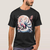 Kitsune Fox Cherry Blossom Bloemen Japanse Negen T-shirt (Voorkant)