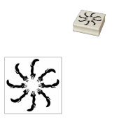 Kitsune Fox Dancing Circle Rubberstempel (Gestempeld)