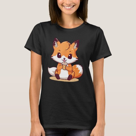 Kitsune Fox en Cupcake Schattige ontwerp T-shirt (Voorkant)