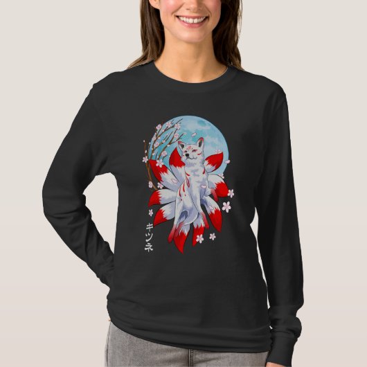 Kitsune Fox Japanese Nine Tailed Fox Magical Creat T-shirt (Voorkant)