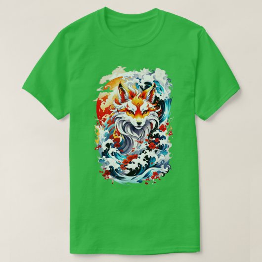 Kitsune fox Japanse golf T-shirt (Design voorkant)