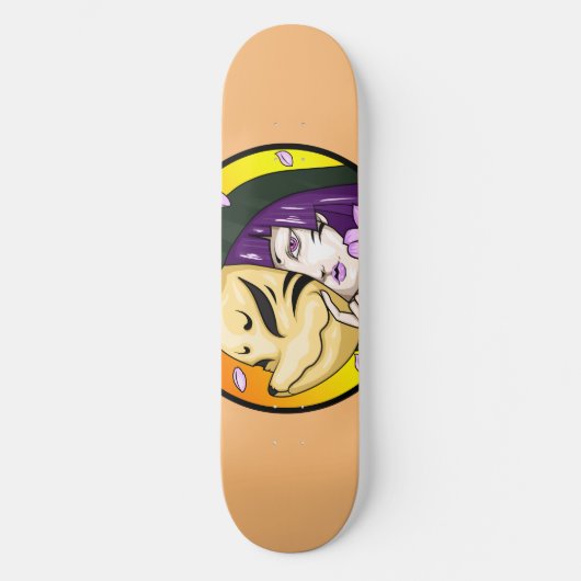 Kitsune Fox Mask Girl Persoonlijk Skateboard (Voorkant)