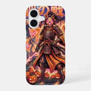 Kitsune Fox Samurai & Vuurpompoenen iPhone 16 Hoesje