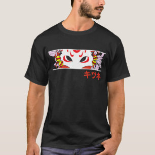 Kitsune Fox Stijl Japans Masker Grunge Sad T-shirt