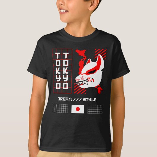 Kitsune Fox Tokio Stad T-shirt (Voorkant)