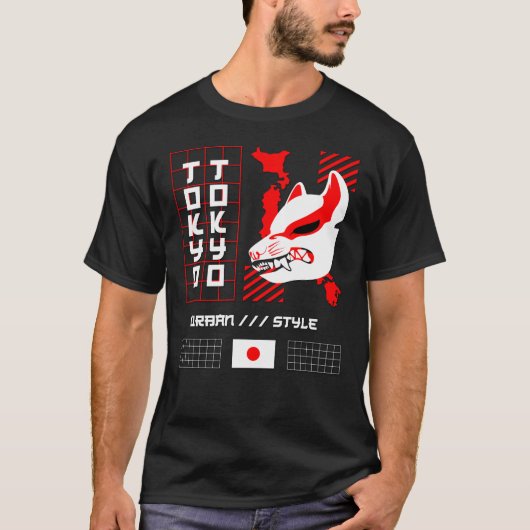 Kitsune Fox Tokio Stad T-shirt (Voorkant)