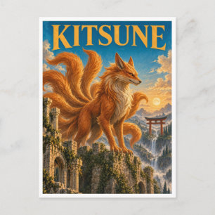 Kitsune, gotische fantasie monster briefkaart