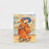 Kitsune in Kimono met waaier  Kaart (Voorkant)