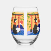 KITSUNE Japans Fox Stemless wijnglas Wijnglas Zonder Voet (Achterkant)