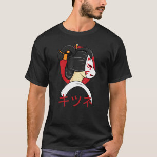 Kitsune Japans Gaisha Stijl Grunge Sad Masker T-shirt