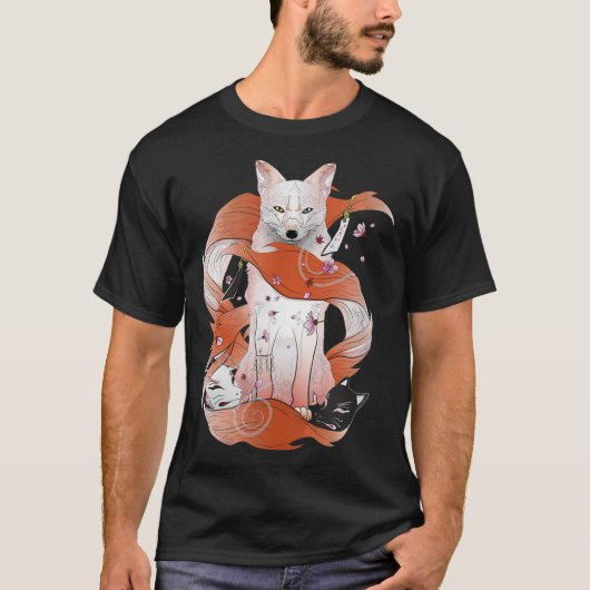 Kitsune Japans Kami Inari Nine-Tailed Fox Fox Sp T-shirt (Voorkant)