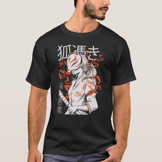 Kitsune Japans Samurai Ninja 3 T-shirt (Voorkant)