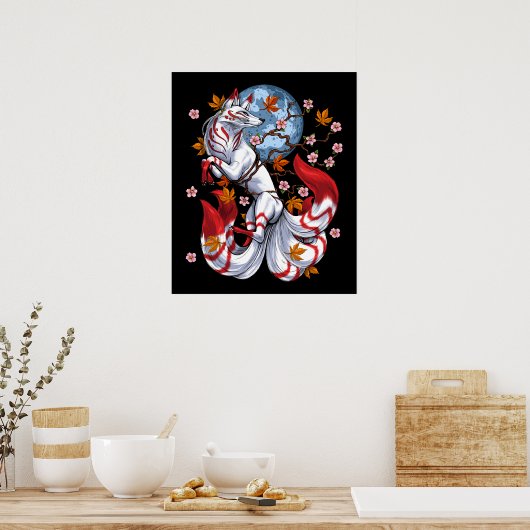 Kitsune Japanse Fox Poster (Keuken)