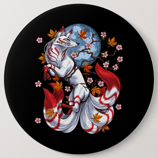 Kitsune Japanse Fox Ronde Button 6,0 Cm (Voorkant)