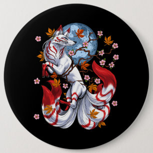 Kitsune Japanse Fox Ronde Button 6,0 Cm