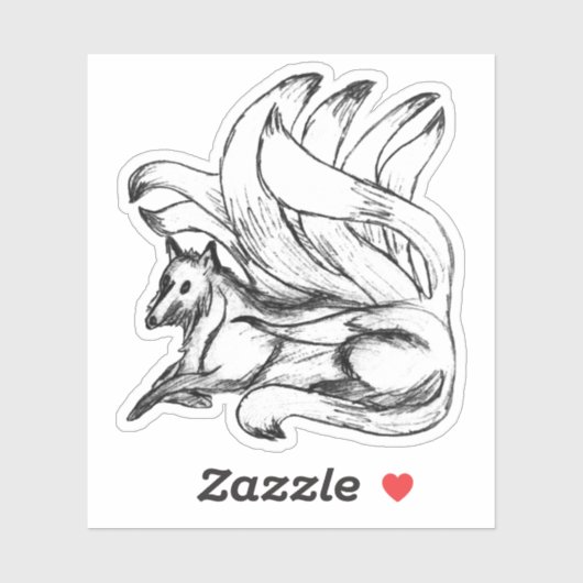 Kitsune Japanse vos schets Sticker (Vel)